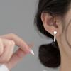 S925 Plated Silver Stud Minimal Personality Heart-shaped Chain Earrings Fresh Sweet Bright Face Love Tassel Screw Screw Stud Earrings