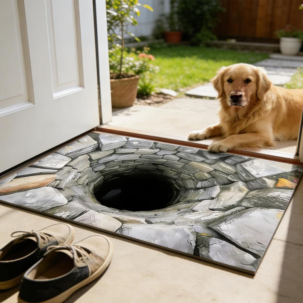 3D Optical Illusion Rug, Test & Play with Dog or Cat, Rug That Looks Like a Hole in The Ground, 3D Realistic Hole Rugs for Door Entrance, Bath, and