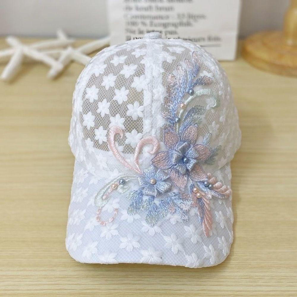 Summer Lace Baseball Cap Embroidered Flowers Sunscreen Hat New Rebound Cap For Women Girls