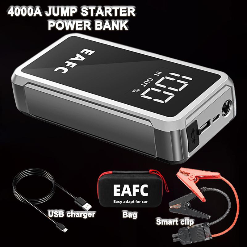 EAFC 12V Car Booster Power Bank Portable 4000A/2000A/1000AJump Starter Battery Emergency Boosters Starting Device Car Starter