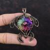 Радужный солнечный кварцевый кулон-друзи, медная проволока, обернутая драгоценным камнем, кулон с черепахой, ювелирные изделия из проволочной обмотки, медные украшения ручной работы для подарка