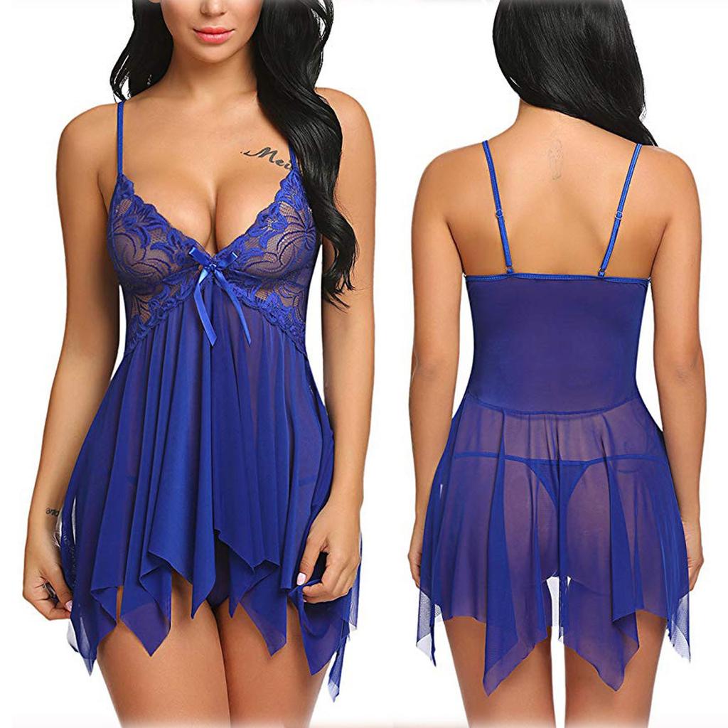 Женская мода сексуальный кружевной сплошной цвет сексуальный беспроводной бюстгальтер слинг ночная рубашка