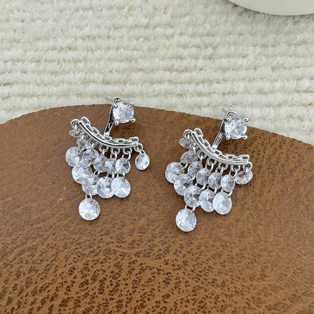 Elegant Zircon Tassel Stud Earrings: Luxurious, Fashionable & Versatile for a Sweet, Exaggerated Look