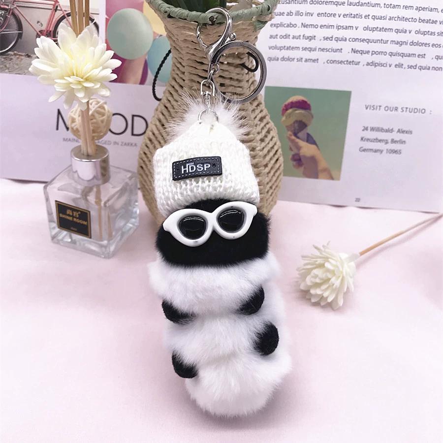 Кролик Рекс красочная гусеница плюшевая сумка кулон брелок креативный милый женский норковый ювелирный подарок