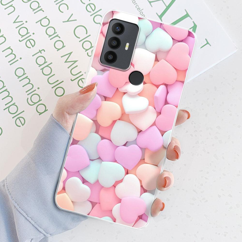 For TCL 305 Case For TCL 306 Flower Printing Transparent TPU Silicone Soft Phone Cases Cover Coque Bumper For TCL 305 306 Fundas