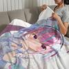 music anime girl H-Hololive M-Minato Aqua Flannel warm soft plush blanket sofa living room hogar office bedroom travel gift home