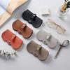 Simple Litchi Embossed Glasses Cover Cute Hanging Leather Sunglasses Reading Glasses Storage Bag Portable Travel Eyewear Holder