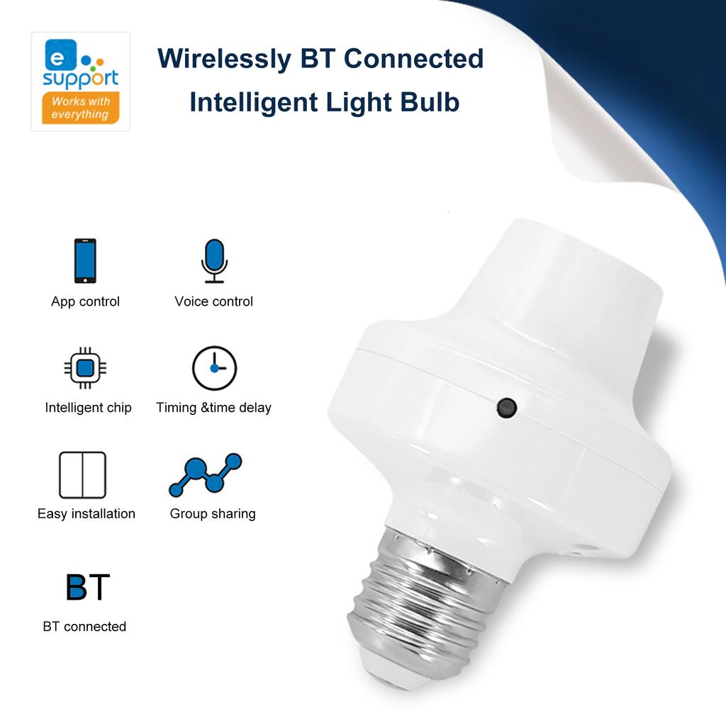 A C90-250V Интеллектуальные лампочки с беспроводным подключением BT и держатель розетки E27 Поддерживаемые телефоны