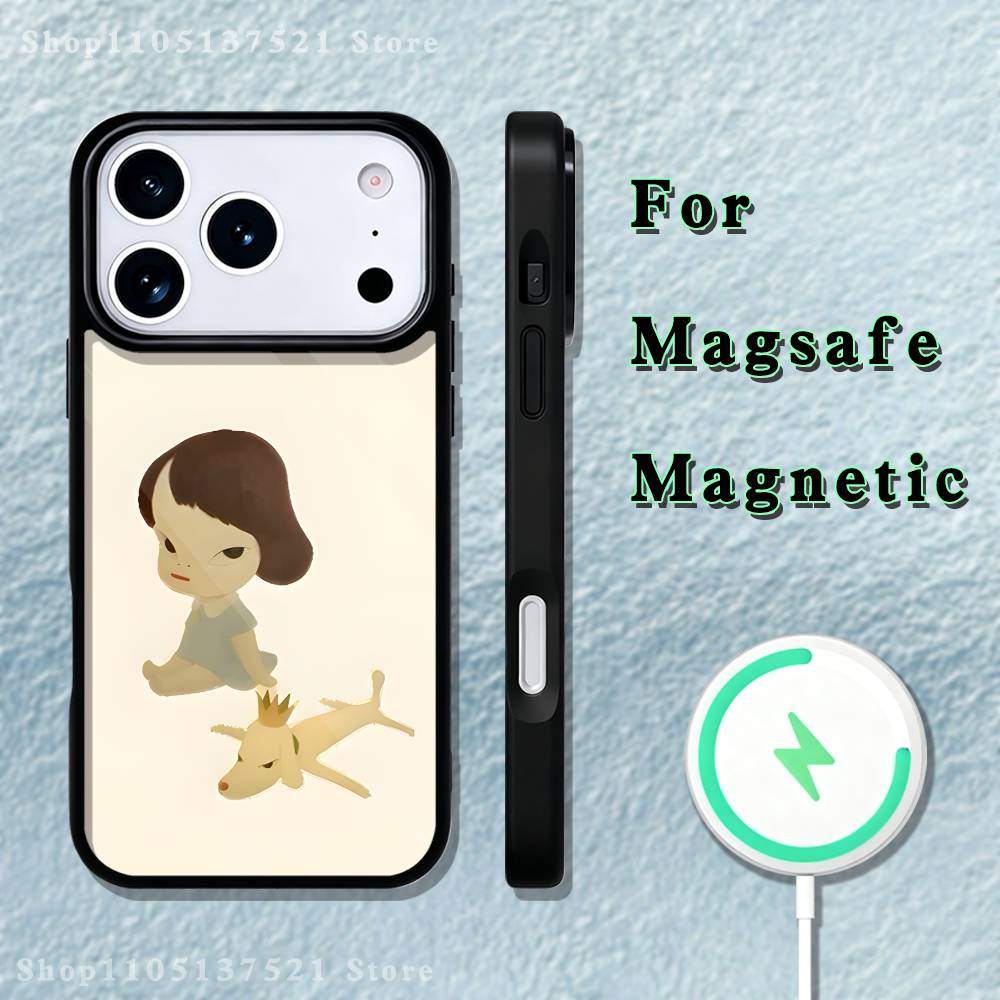 Милый Чехол для Телефона Y-Yoshitomo N-Nara Для iPhone 17,16,15,14,13,12,11,Pro,Max,Plus,Mini,SE4,E Магнитный Magsafe Беспроводная Зарядка