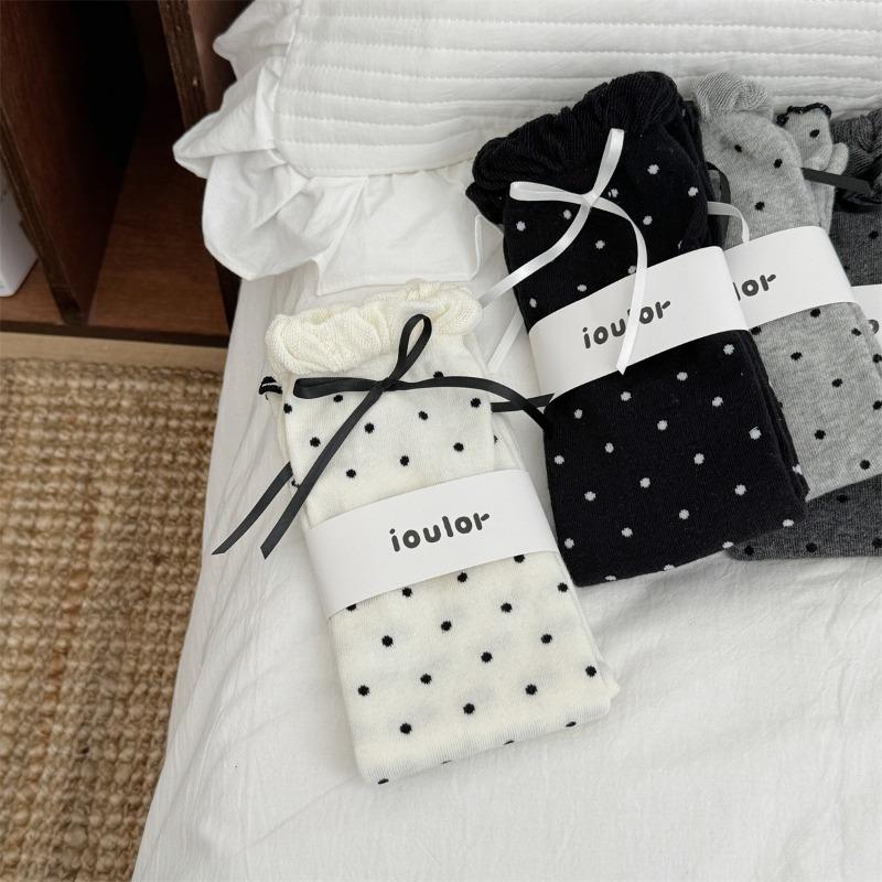 2 пары ретро носков в горошек, махровые носки с бантом, носки двойной вязки, утягивающие гетры для женщин