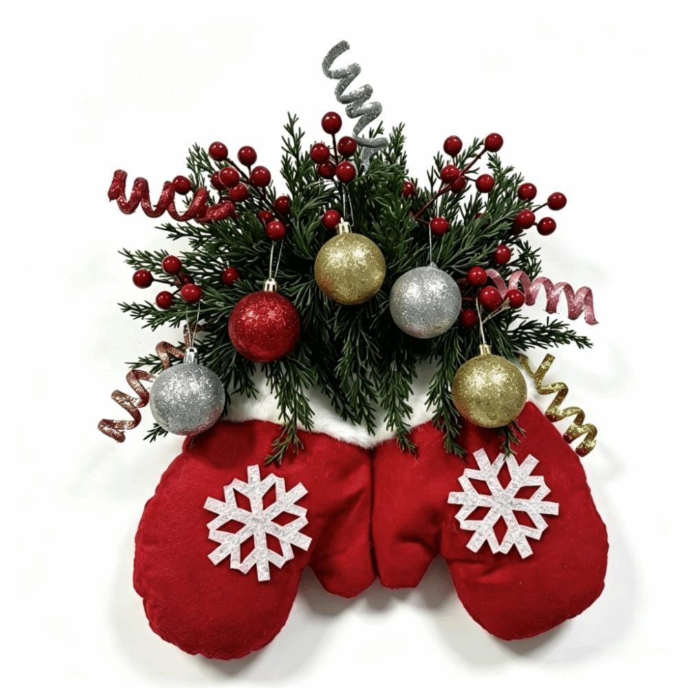Glove Shape Christmas Glove Wreath Simulated Flower Christmas Garland Christmas Wreath Living Room