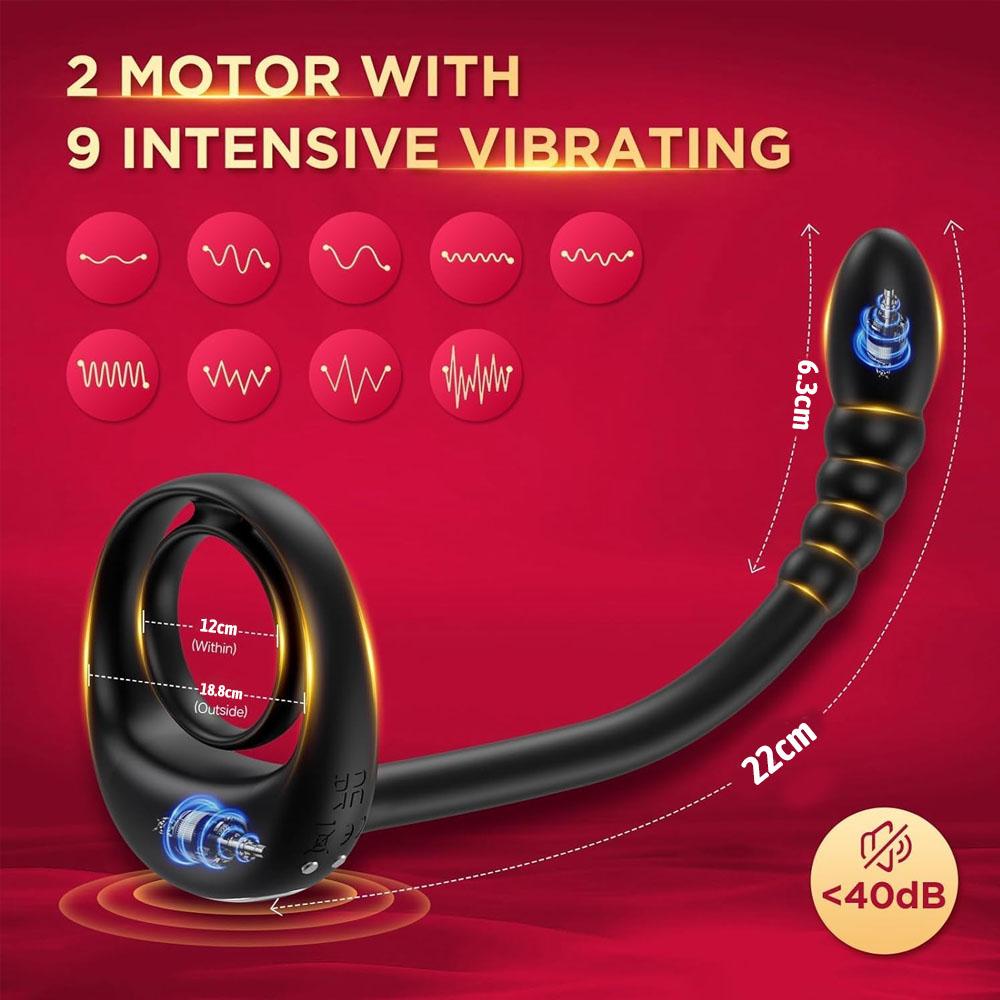 Кольцо для пениса, вибратор простаты, приложение, беспроводной, 10 режимов, массаж яичек, анальная пробка, кольцо для пениса, мужской мастурбатор, секс-игрушки для мужчин