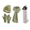 Christmas Hat, Scarf, Gloves, Water Cup Four-piece Set, Winter Velvet Warm Knitted Hat, New Year's Gift Box.