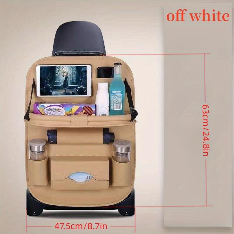 Premium All-in-One Car Back Seat Organizer Foldable Table, Kick Mats, Tissue Box, Cup & Umbrella Holders, Laptop Station, and Car Eating Tray