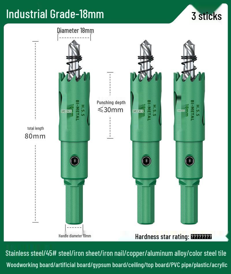 Green Forest Hole Saw Drill Bit for Metal, Wood, Plastic, and Gypsum Board