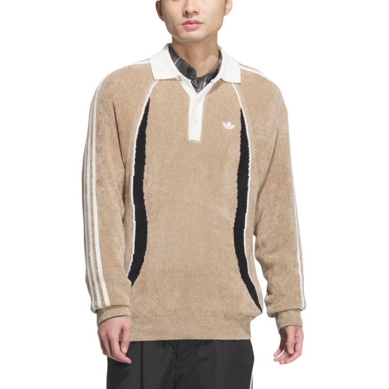 adidas Originals FW24 Classic Series Удобный мягкий приятный для кожи универсальный вязаный свитер мужской свитер цвета хаки коричневый JN3794