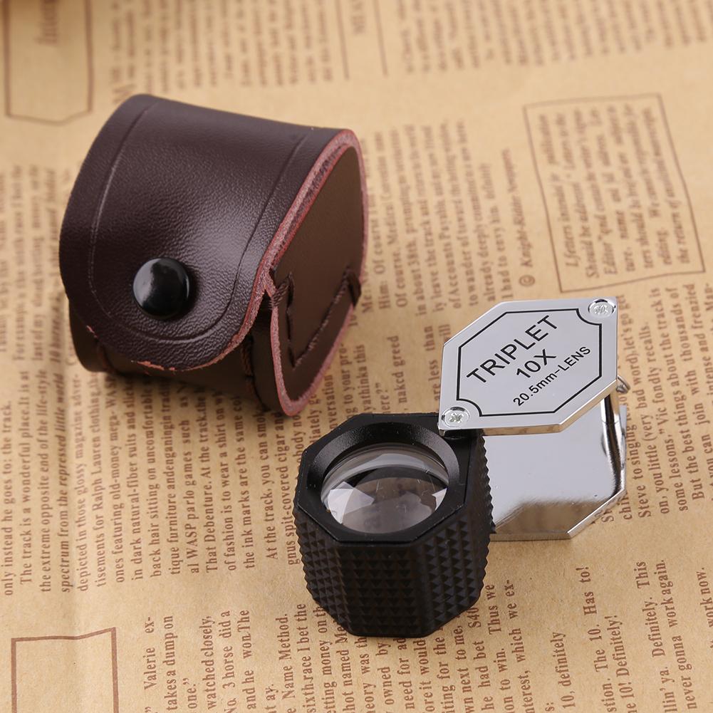 10X Jewelery Loupe Hexagonal Metal Portable Foldable Pocket Magnifier 20.5mm Len