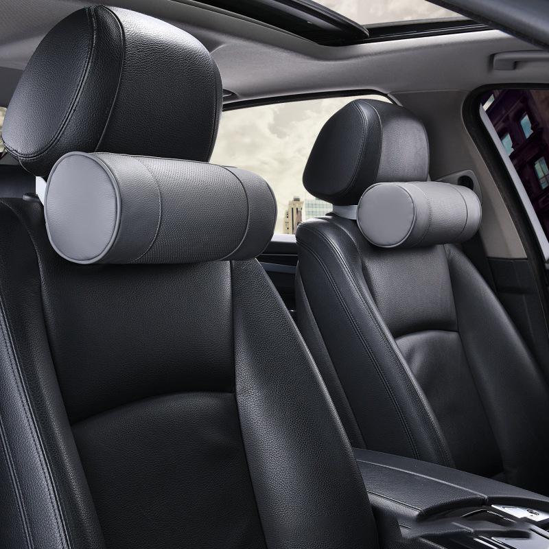 1/2 шт. подголовник автомобиля с эффектом памяти, подушка для шеи, натуральная кожа, круглый шейный валик, офисное кресло, цилиндр, подголовник, опорная подушка