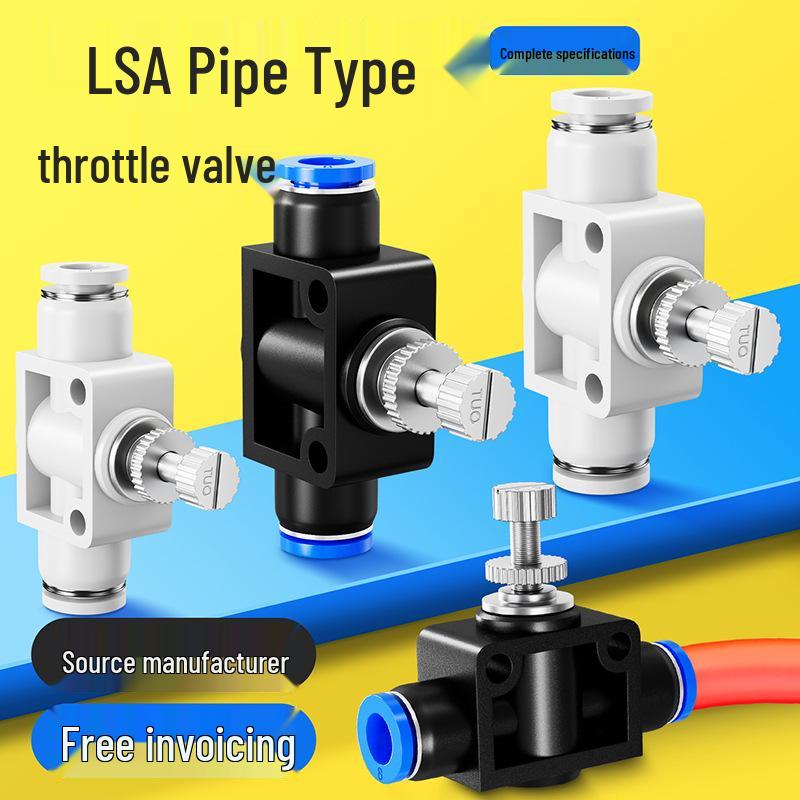 Quick Connect Pneumatic Air Hose Throttle Valve - Flow Restrictor Fitting with Adjustable PA Pipe LSA