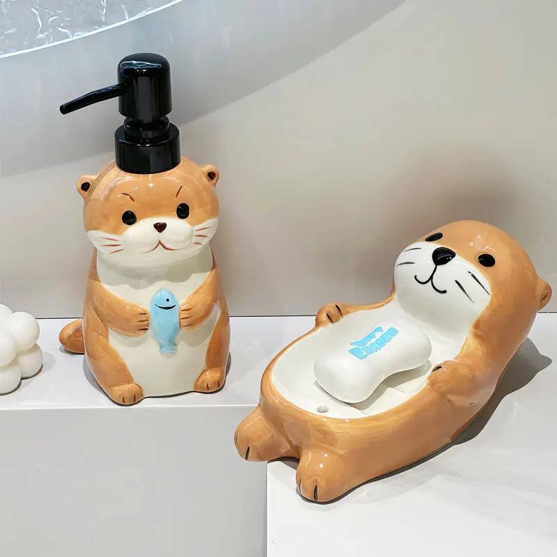 380ml Creative Animal Soap Dispenser Household Toilet Hand Wash Dispenser Split Bottle Ceramic Press lotion Split Bottle