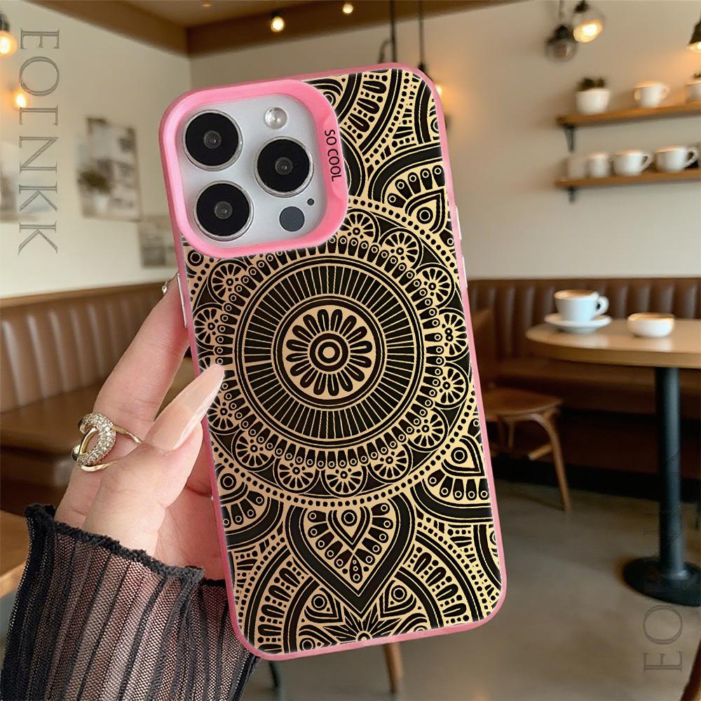 Изящный золотой узор мандалы, жесткий чехол для телефона для Iphone 16 15 14 13 12 11Pro Max Mini, противоударный, защитный от царапин