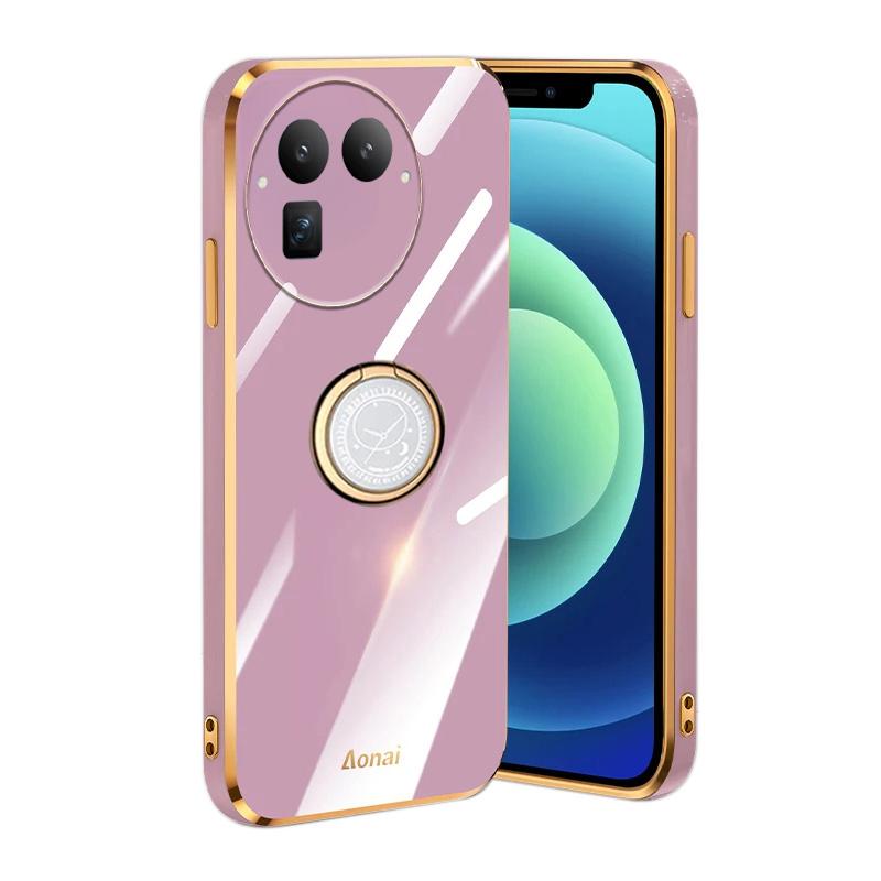 Чехол для Realme GT8 Гладкий гальванизированный магнитный кольцевой кронштейн-подставка Для Realme GT8 Pro Задняя крышка
