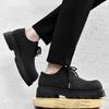 Derby Shoes Platform Men's Shoes 2025 Autumn New Shoes Low Top Big Head Leather Shoes Youth Casual Shoes
