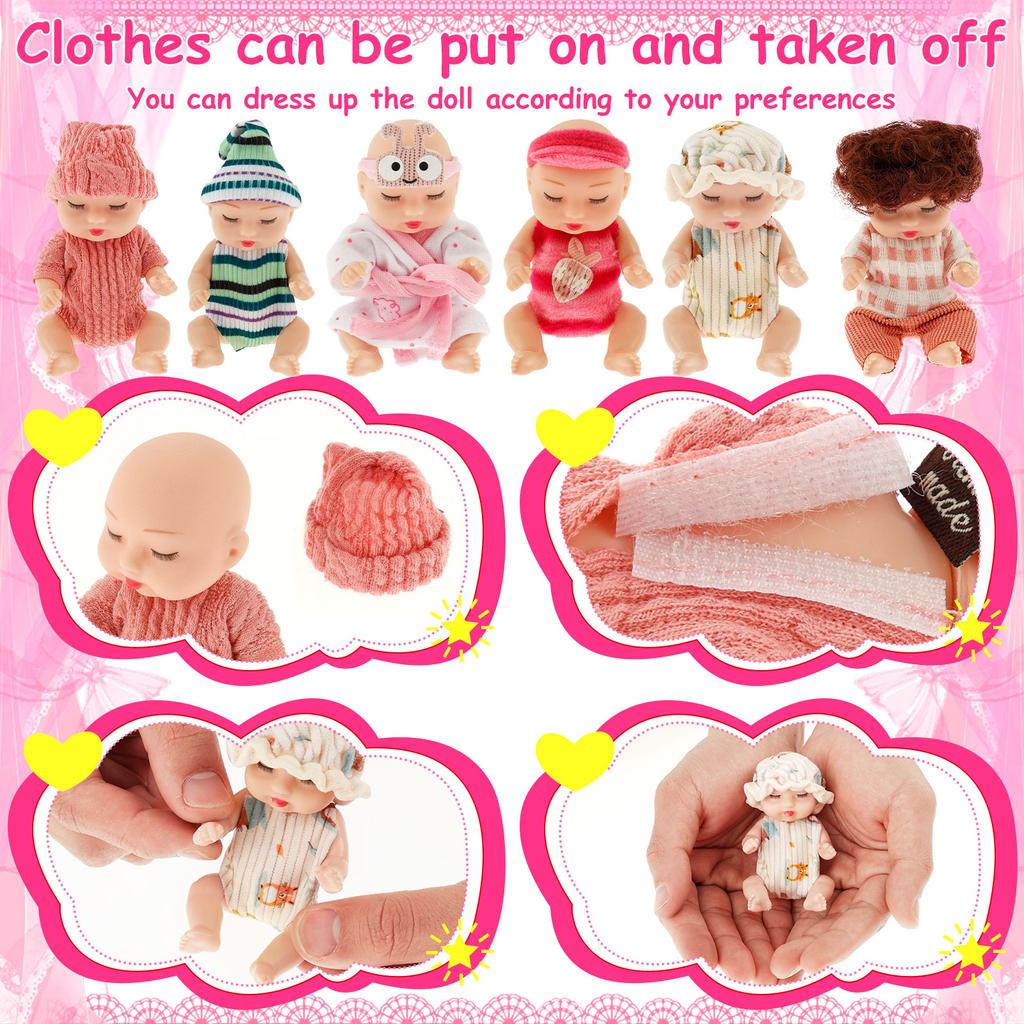 Набор из 6 мини-пупсов, реалистичные маленькие спящие куклы, игрушки с одеждой, ролевая игрушка, подарок для детей старше 3 лет