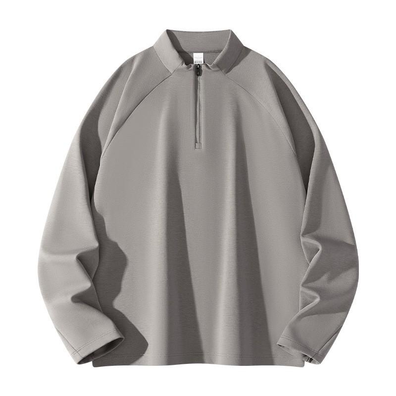 Mens Lightweight Cotton Blend Long Sleeve Pullover Hoodie Semi-Zip Casual Sportswear