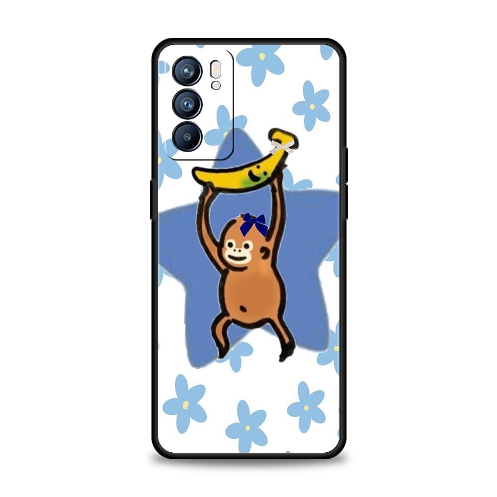 Чехол для телефона с обезьяной и бананом для Oppo A17 A31 A54 A57 A78 A79 A98 Find X5 X6 Reno 6 7 8 10 11 12 13 F Pro 5G Мягкий ТПУ Чехол Сумки