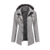 Womens Lightweight Hooded Trench Coat Mid-Length Rain Jacket Outdoor Windbreaker