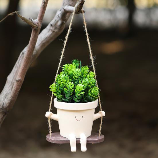 Качающийся лицевой горшок для растений с полимерной головкой, подвесной цветочный горшок с дренажным отверстием для помещений