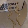 European and American Cold Wind Snake Shaped Full Diamond Earrings Exaggerate Fashionable Personality  Cool Temperament  Long and Niche Slim Earrings