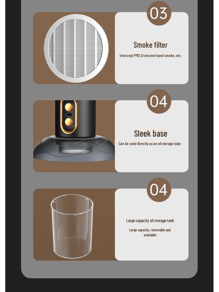 Compact Desktop Smoke Extractor with Ion Sterilization & Deodorization - Ideal for BBQ & Hot Pot.