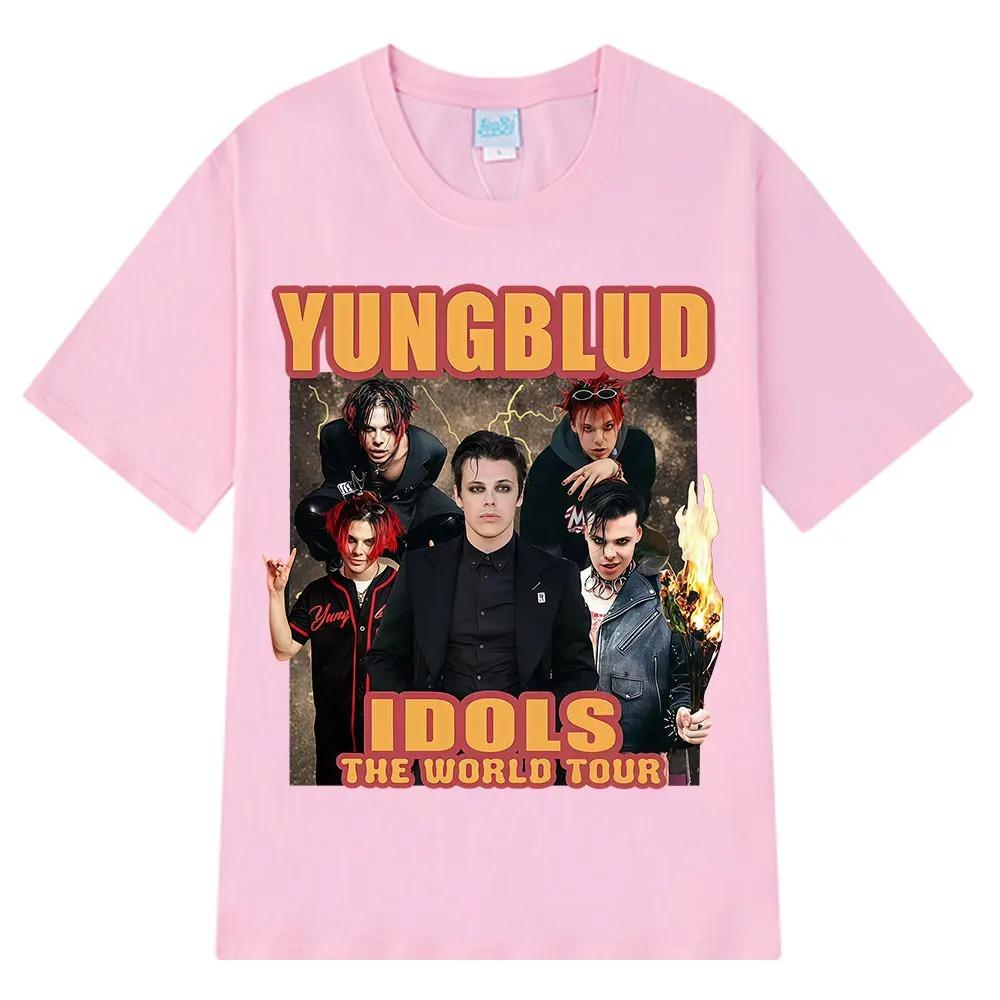Рэпер Yungblud IDOLS Мировой тур 90-х Винтажная графическая футболка Унисекс Хип-Хоп Короткий рукав Повседневная Хлопок Женская и Мужская Футболка
