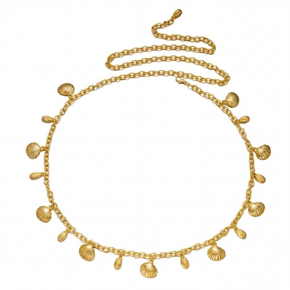 Gold Imitation Pearl Body Chain Multi-pendant Beads Belly Chain Retro Starfish Waist Chain Bikini