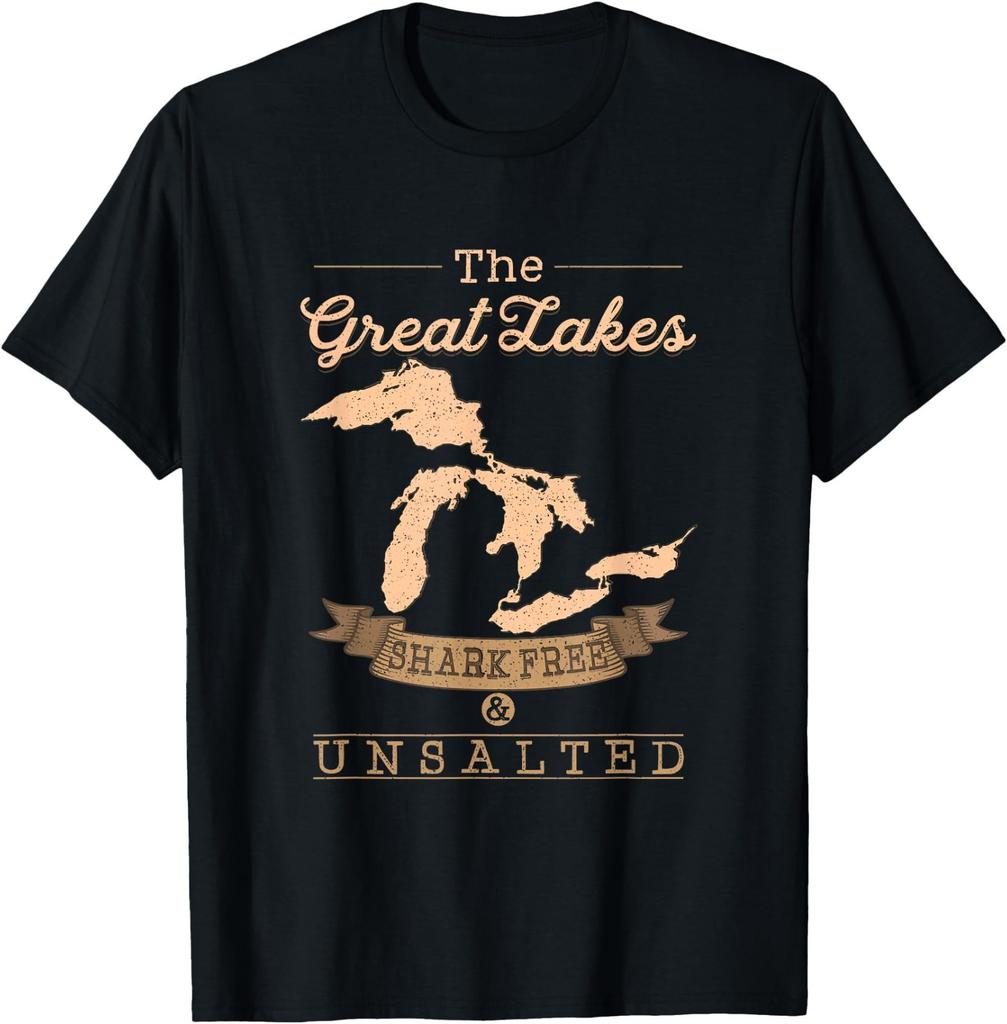 The Great Lakes Shark Free Unsalted Michigan Gift T-Shirt