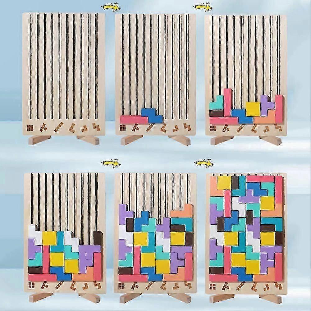 Educational 3D Block Puzzle Toys for Children Kindergarten, Engaging Wooden Puzzle Game for Kids Teens, for Motor Skills - KM