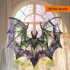Halloween Colorful Bat Hanging Decoration Stained Glass 2D Flat Acrylic Witch Hat Suncatcher Indoor Outdoor Wall Window Hanging Sign Ornament