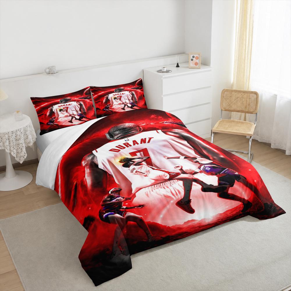 "Red Basketball Stars Action Sports Design Bedding set (1 duvet cover, 2 pillowcases, duvet not included)