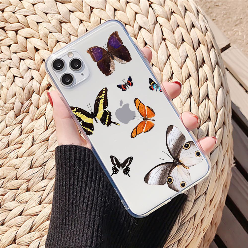 Прозрачный чехол TPU с синей бабочкой для Apple iPhone 14 Pro Max
