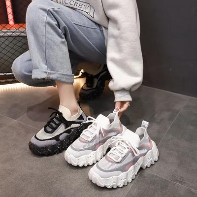 Летняя женская сетчатая дышащая обувь на толстой подошве, туфли-маффины, весенне-летняя новая повседневная спортивная обувь