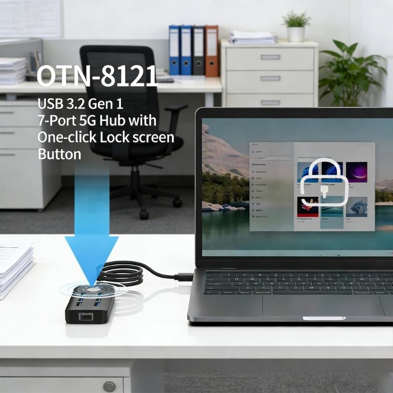 Compactly USB3.0 Dock USB Splitter With Lock Button Support 7 Devices Simultaneous Connection 5Gbps
