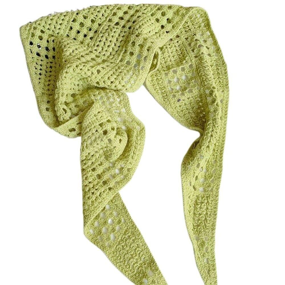 Y2k Design Balletcore Shawl Hollow Knitted Headscarf Retro Triangle Scarf  Female Fashion
