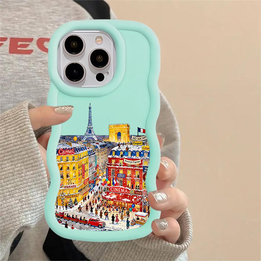Christmas Winter Street Soft Phone Cover Case for iPhone 18 XR 12 8 11 16 Pro Max 17 Air 15 Plus 13 14