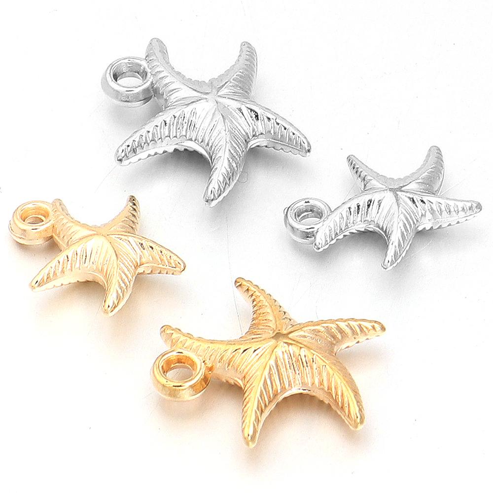 50pcs/lot CCB Starfish Charms Marine Animal Pendants For Jewelry Making DIY Bracelet Necklace Pendant Keychain Accessories