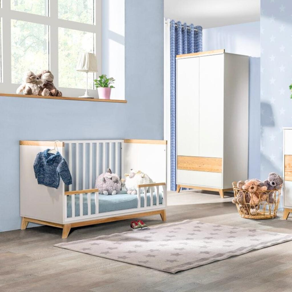 Łóżeczko dziecięce nordik 2w1 120x60 cm - drewniane łóżko dla dziecka + barierka