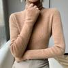 Женский осенне-зимний пуловер с высоким воротником - Трикотажный базовый топ из высококачественного кашемира с воротником-стойкой