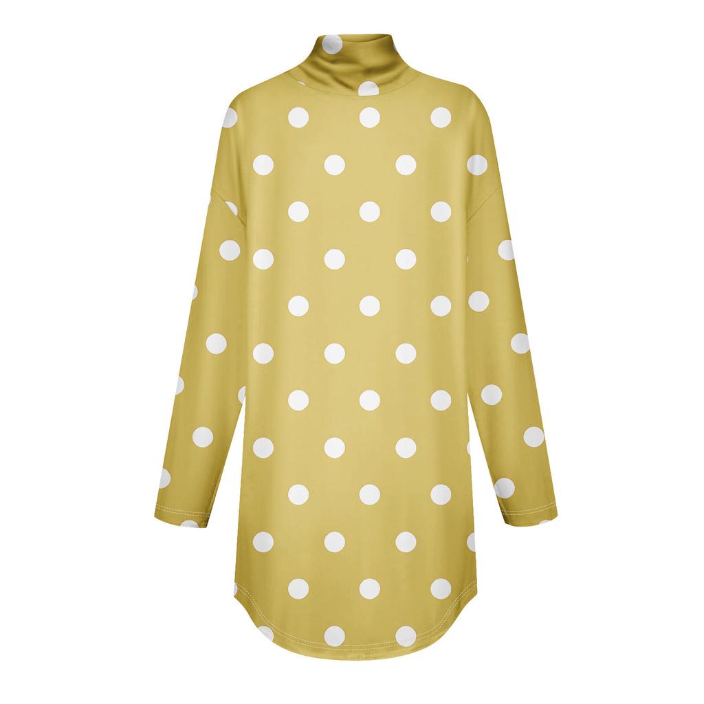 Футболки для женщин, осенние повседневные рубашки с длинными рукавами, толстовка с винтажным принтом, топ с высоким воротом, пуловер