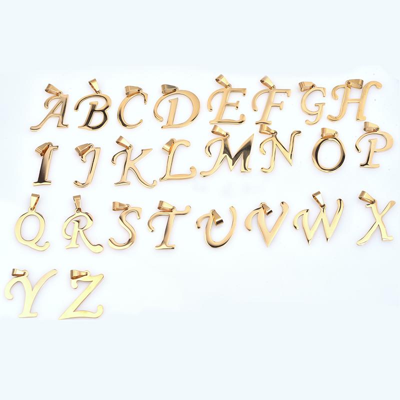 Wholesale 26pcs Big Letters Charm Pendant DIY Necklace Accessories A-Z Alphabet Pendants Stainless Steel Jewelry Making Supplies
